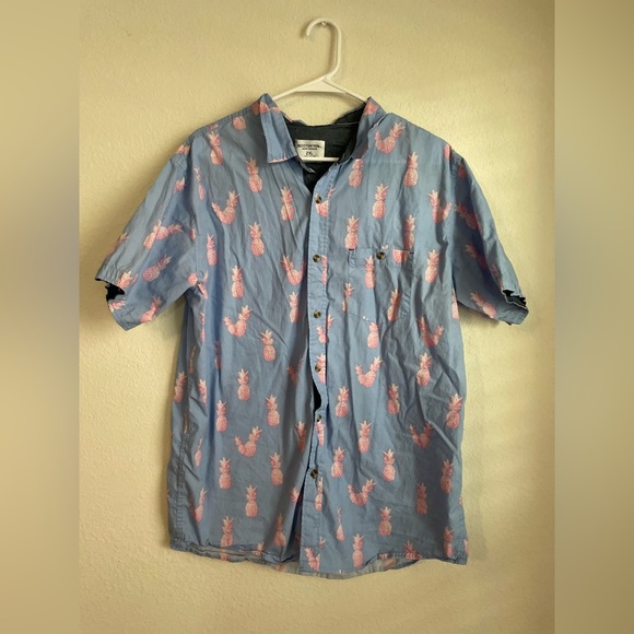 Distortion Men's Modern Short Sleeve Pineapple Print Button-Up Shirt Size XXL - Picture 3 of 5
